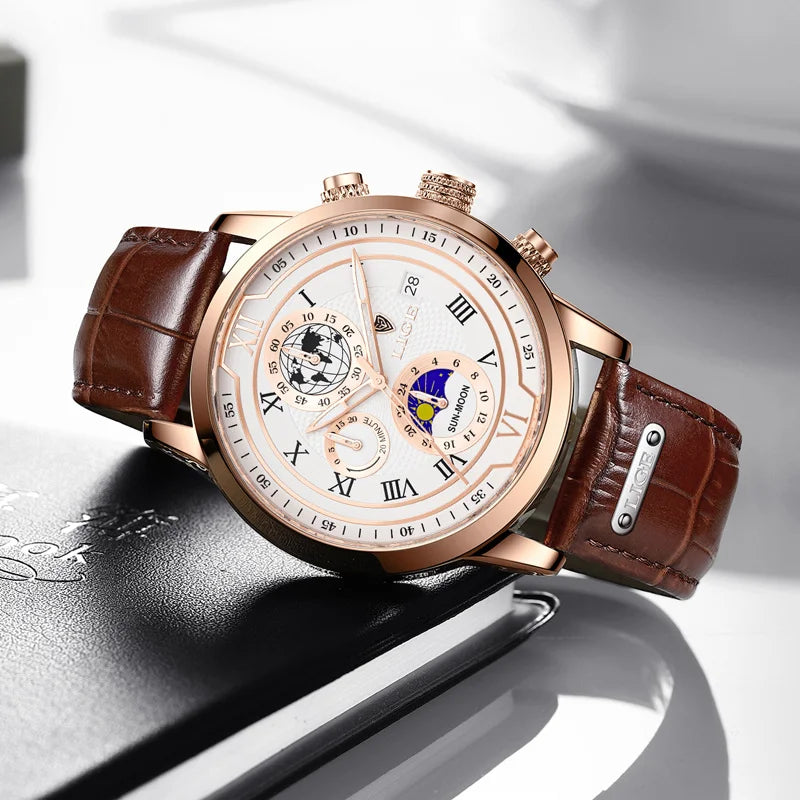LIGE Luxury Mens Watches Waterproof Luminous Quartz Watch For Men Business Fashion Casual Man Date Chronograph Relogio Masculino