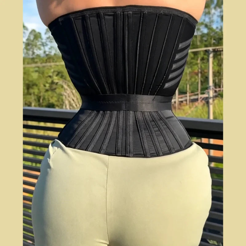 Women's Waist Trainer Corset With Belt - Zipper Closure & Hookeye Buckle Design, Posture & Tummy Control Slimming Belt 18 Steel Bones, High Compression Shaper Tops For Workout & Daily Wear, Black, 2026 New Version