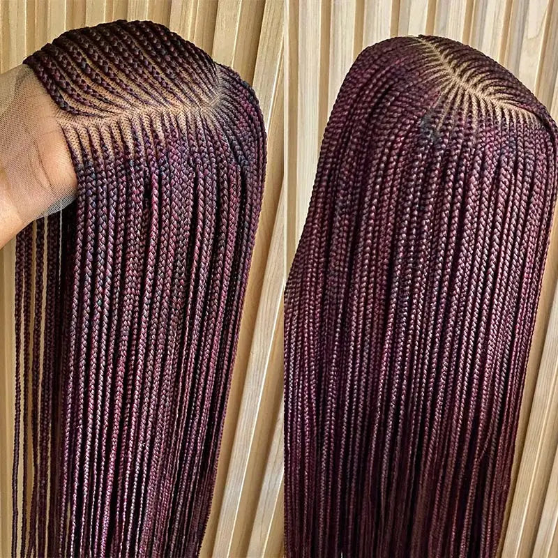 Full Lace Wig – 36 Inch – High Temperature Fiber – Burgundy | KIMLUD