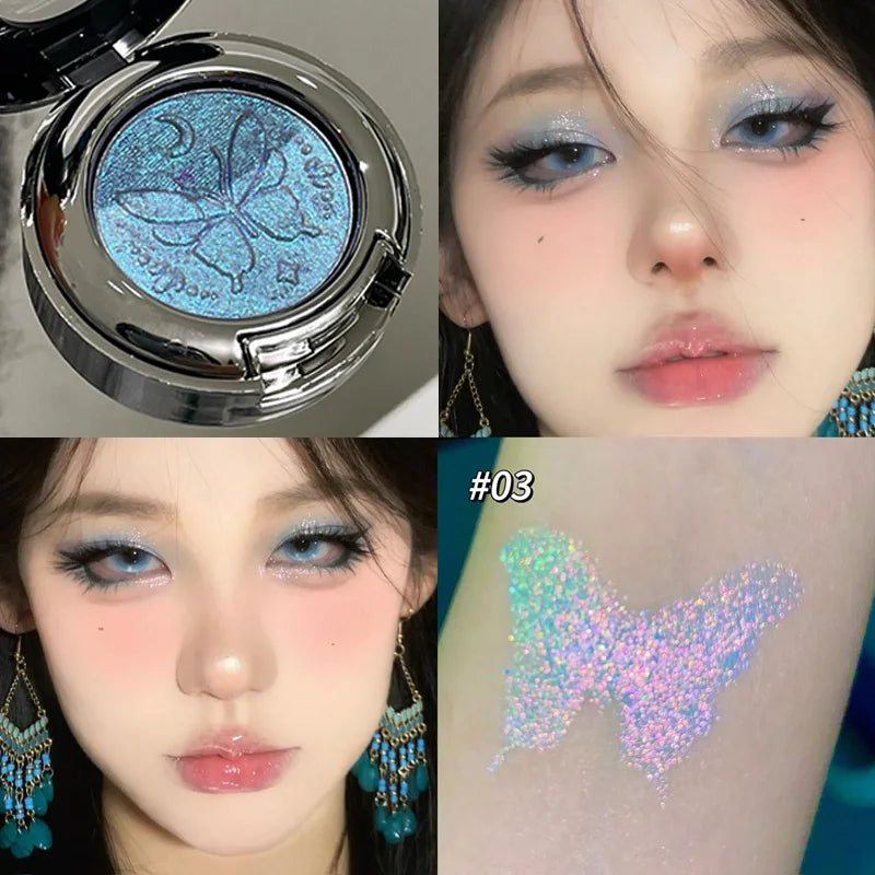 Eyeshadow – 3D Butterfly Embossing – Pearlescent Texture – Blue Purple | KIMLUD