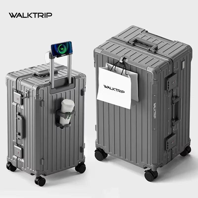 Aluminum Frame PC Rolling Luggage Solid — Gray | KIMLUD