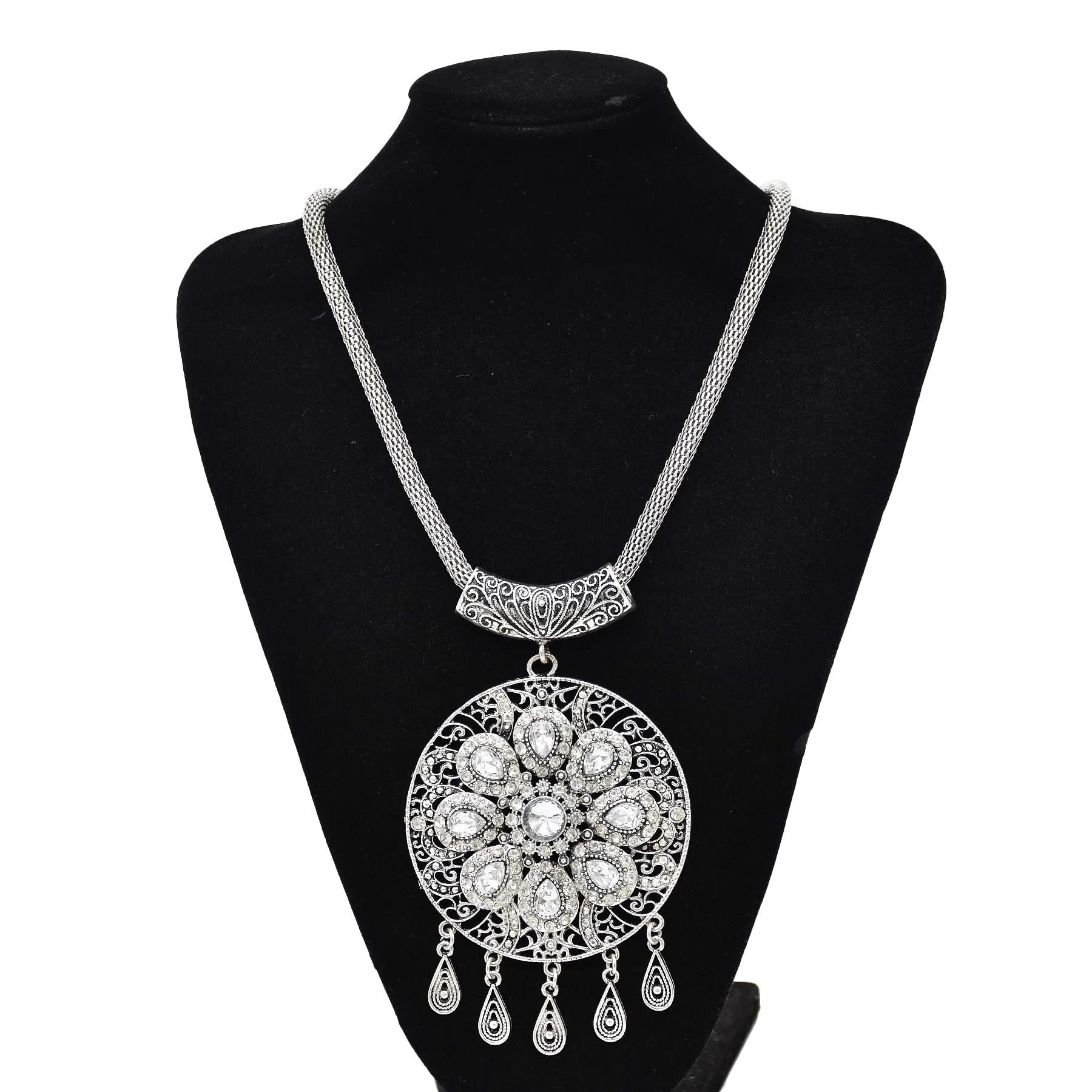 Collar Necklace - Big Chunky - Tibetan Silver - Silver | KIMLUD