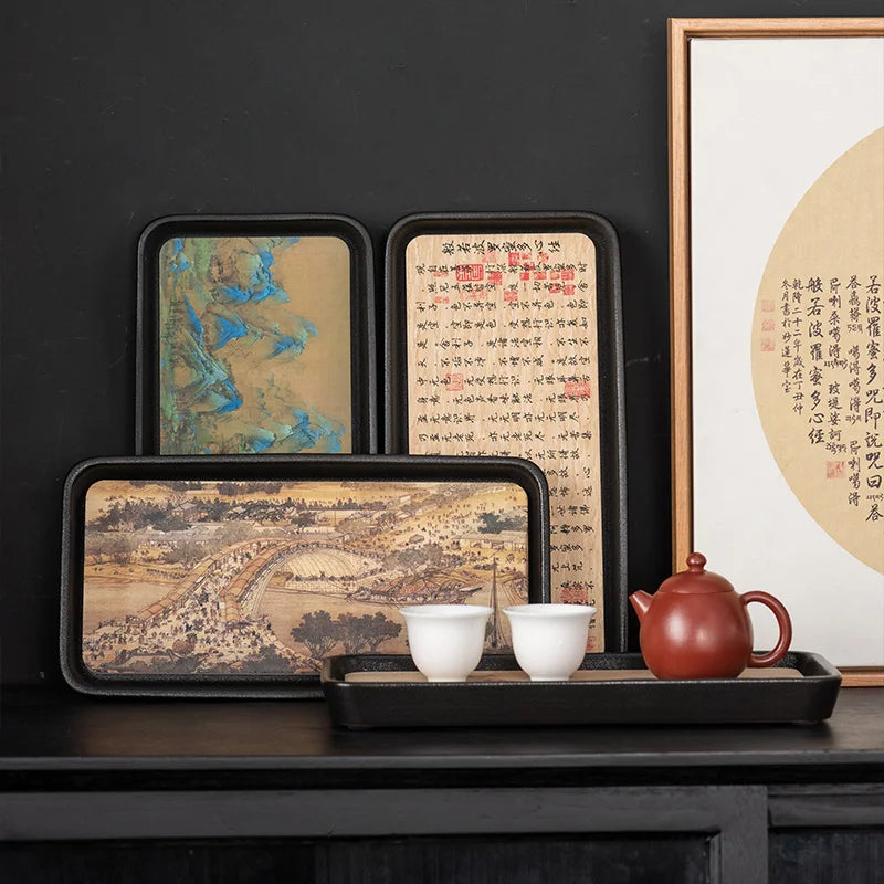 Ceramic Tea Tray Small Minimalist Rectangular — Ivory | KIMLUD