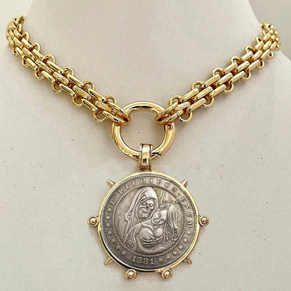 Copper Orla Coin Pendant Necklace — Copper | KIMLUD
