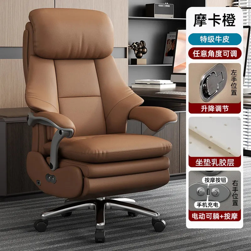 Leather Recliner Solid Office Chairs — Ivory | KIMLUD
