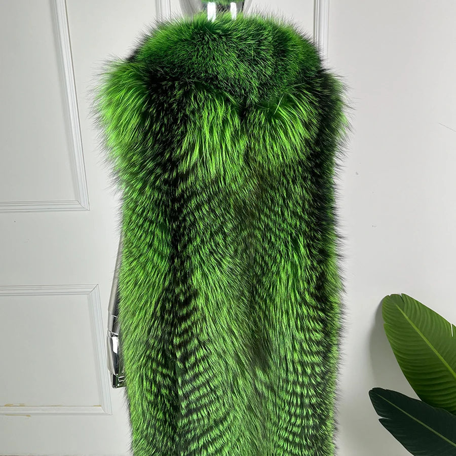 Luxurious Real Fox Fur Solid Vest — Brown | KIMLUD