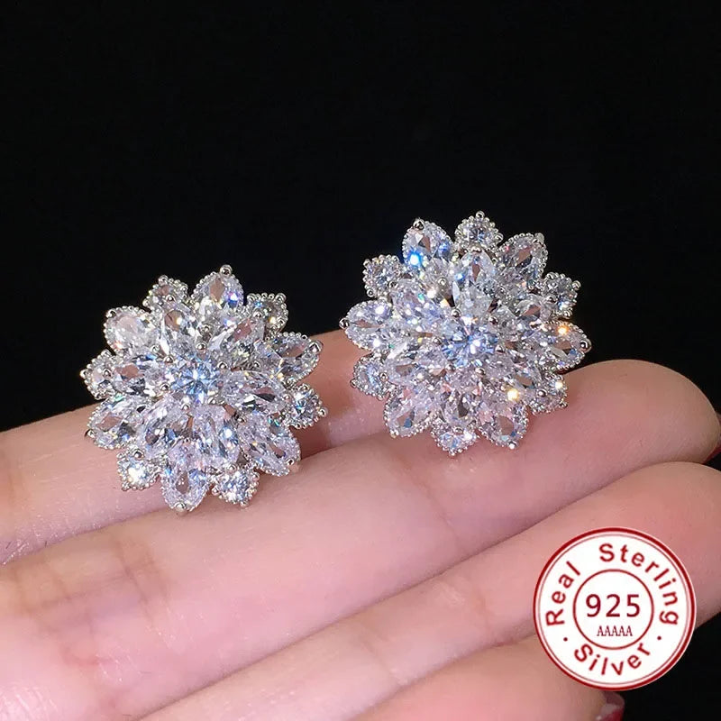 Sterling Silver Cubic Zirconia Needle Stud Earrings — Silver Gold | KIMLUD