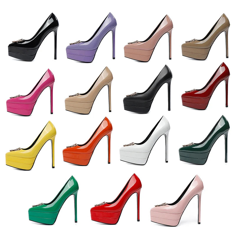 2023 15cm Stiletto High Heel Pointed Lacquer Leather Fashion Sexy High Heels Wedding Party Luxury Brand High Heels Women's Shoes