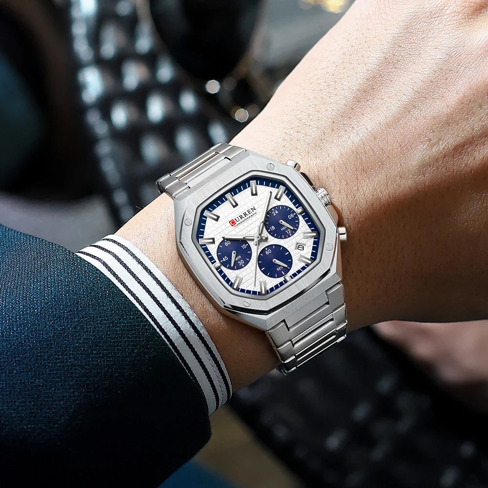 CURREN Men Watch Top Brand Luxury Sports Quartz Mens Watches Full Steel Waterproof Chronograph Wristwatch Men Relogio Masculino