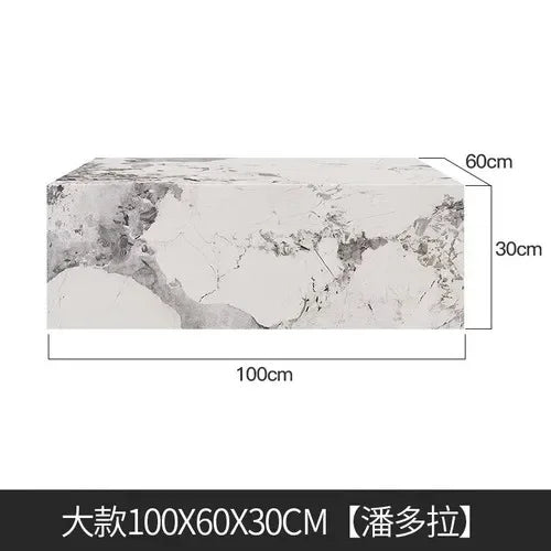 Marble Side Table Minimalist Modern — White | KIMLUD
