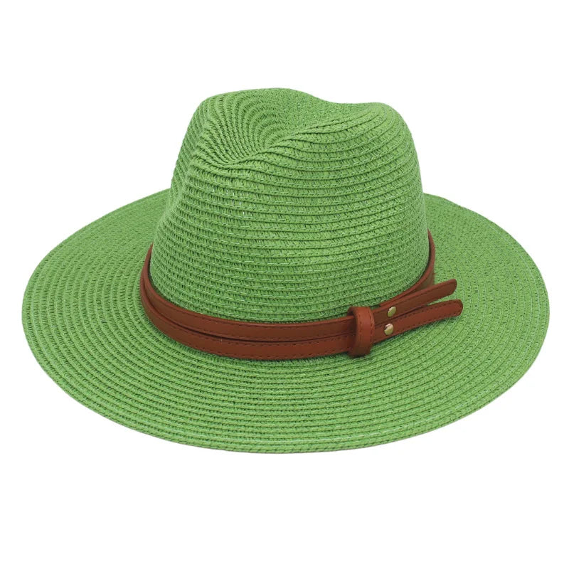 Straw Panama Sun Hat Grass-Knitted Breathable — Natural | KIMLUD
