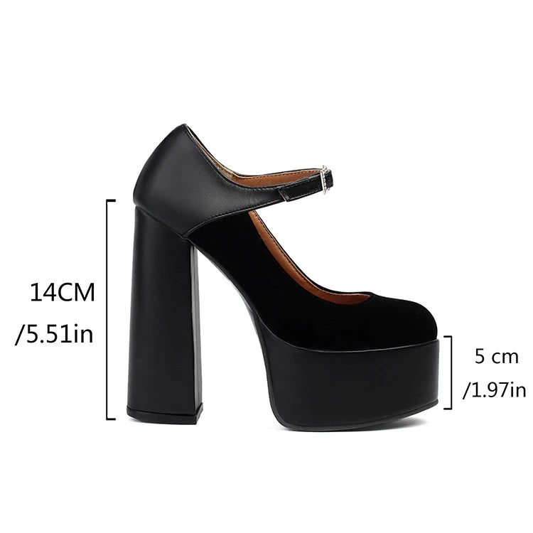 Pumps – Matte Flock Splice PU – Platform Heel | KIMLUD
