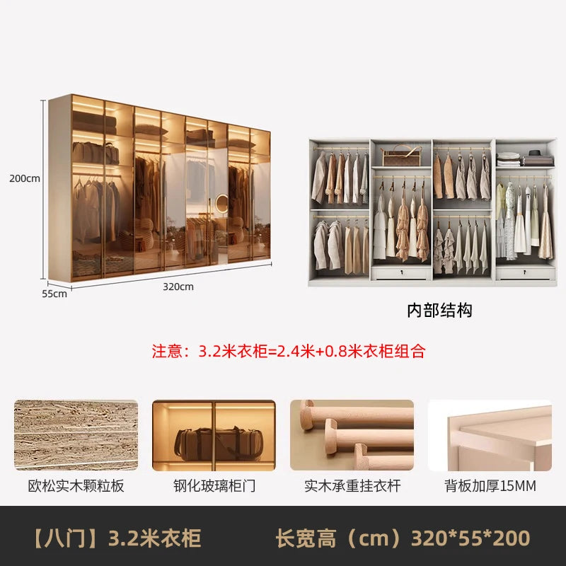 Fabric Open Closet Display Wooden Minimalist Modern Wardrobe Jewelry Cube Modular Wearable Storage Guarda Roupa Salon Furniture
