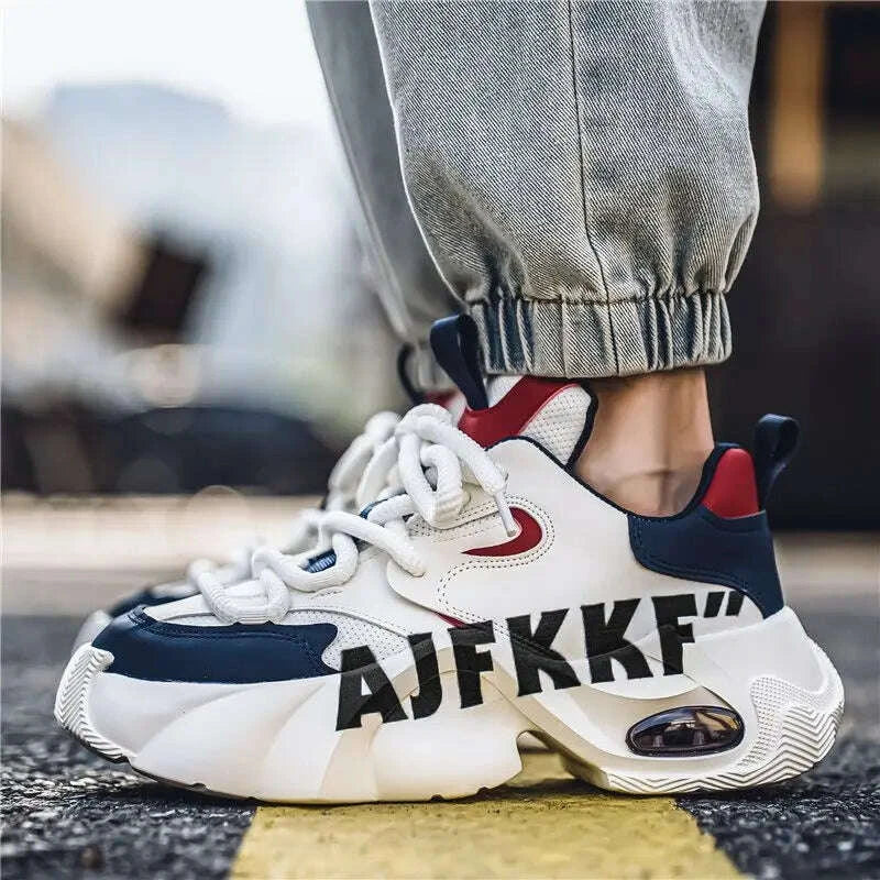 KIMLUD, Ins Color-blocking Trendy Men's Shoes 2025 Yellow Dad Shoes Chunky Sneakers Man Thick-soled Height-enhancing Casual Sports Shoes, KIMLUD Womens Clothes