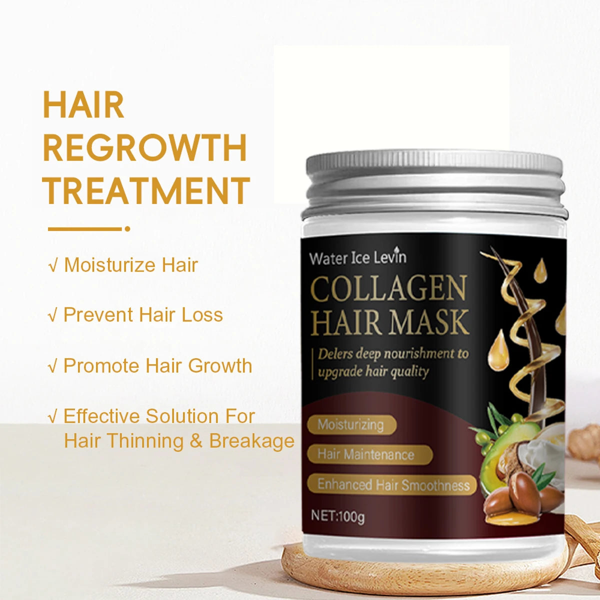 Collagen-Infused Hair Mask With Argan And Coconut Oil For Deep Nourishment And Smoothness — Ebony Black | KIMLUD