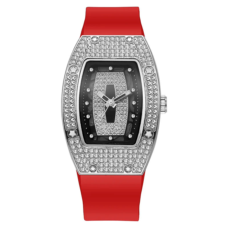 Silicone Tonneau Luxury Watch — Rose Gold | KIMLUD