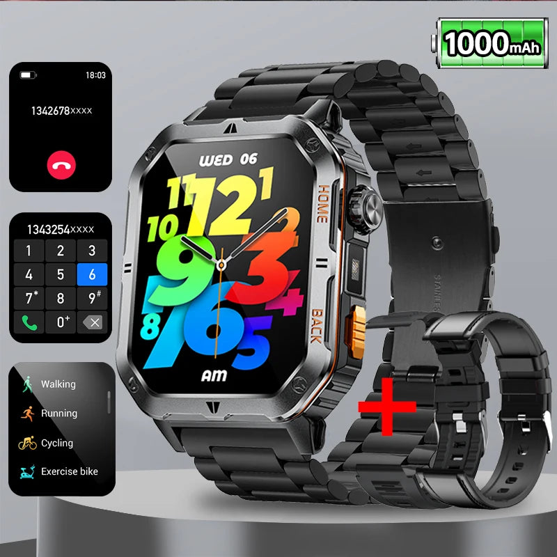 2025 New Military Outdoor 1000 mAh Battery Smart Watch Men GPS Sports Heart Rate IP68 Waterproof BT Calling Smartwatch Man xiaom
