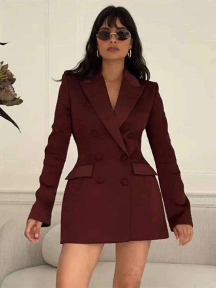 KIMLUD, Elegant Paillettes Blazer Coat Women Lapel Doube-breasted Fake Pocket Slim Jackets Lady 2025 Autumn Winter Streewear Female New, KIMLUD Womens Clothes
