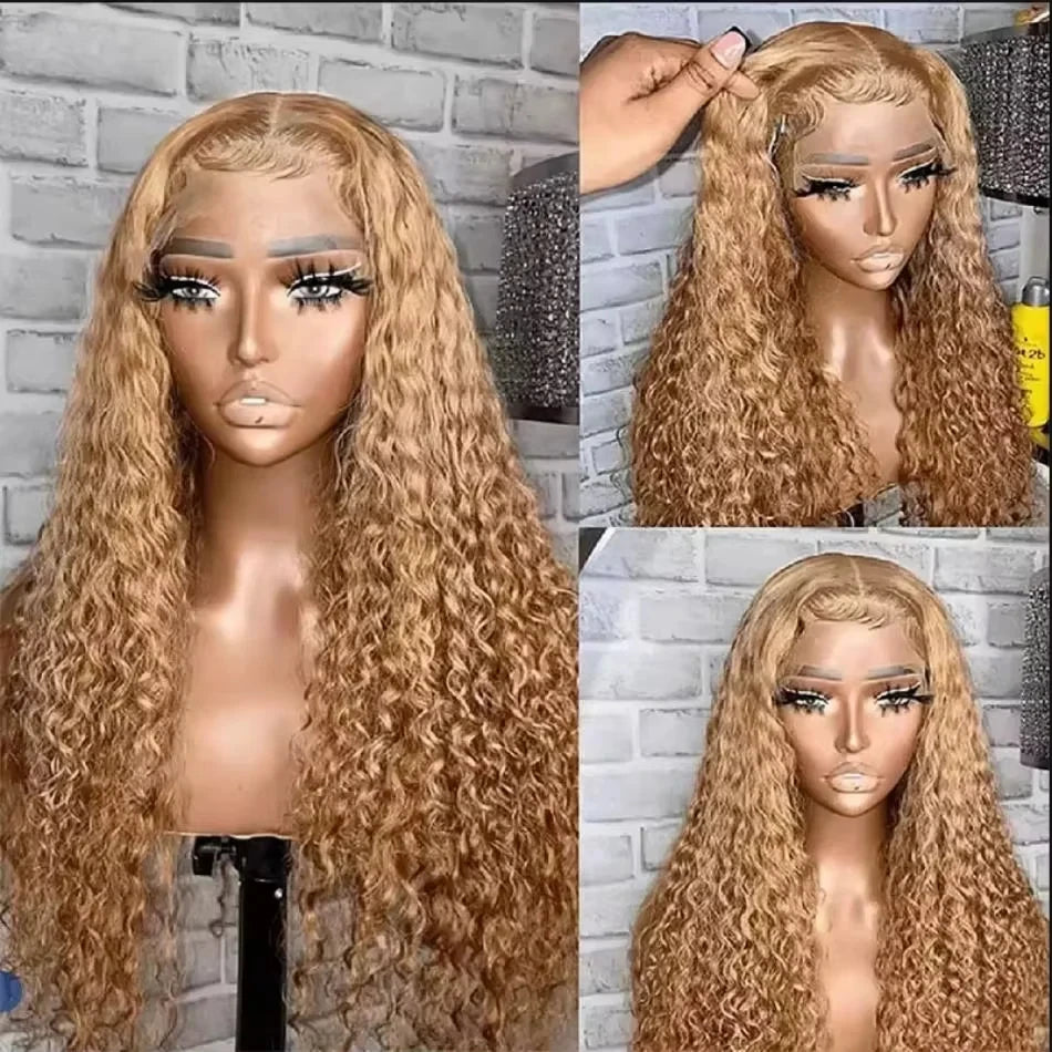 Remy Vietnamese Lace Front Wig — Loose Curly Deep Wave Honey Blonde | KIMLUD