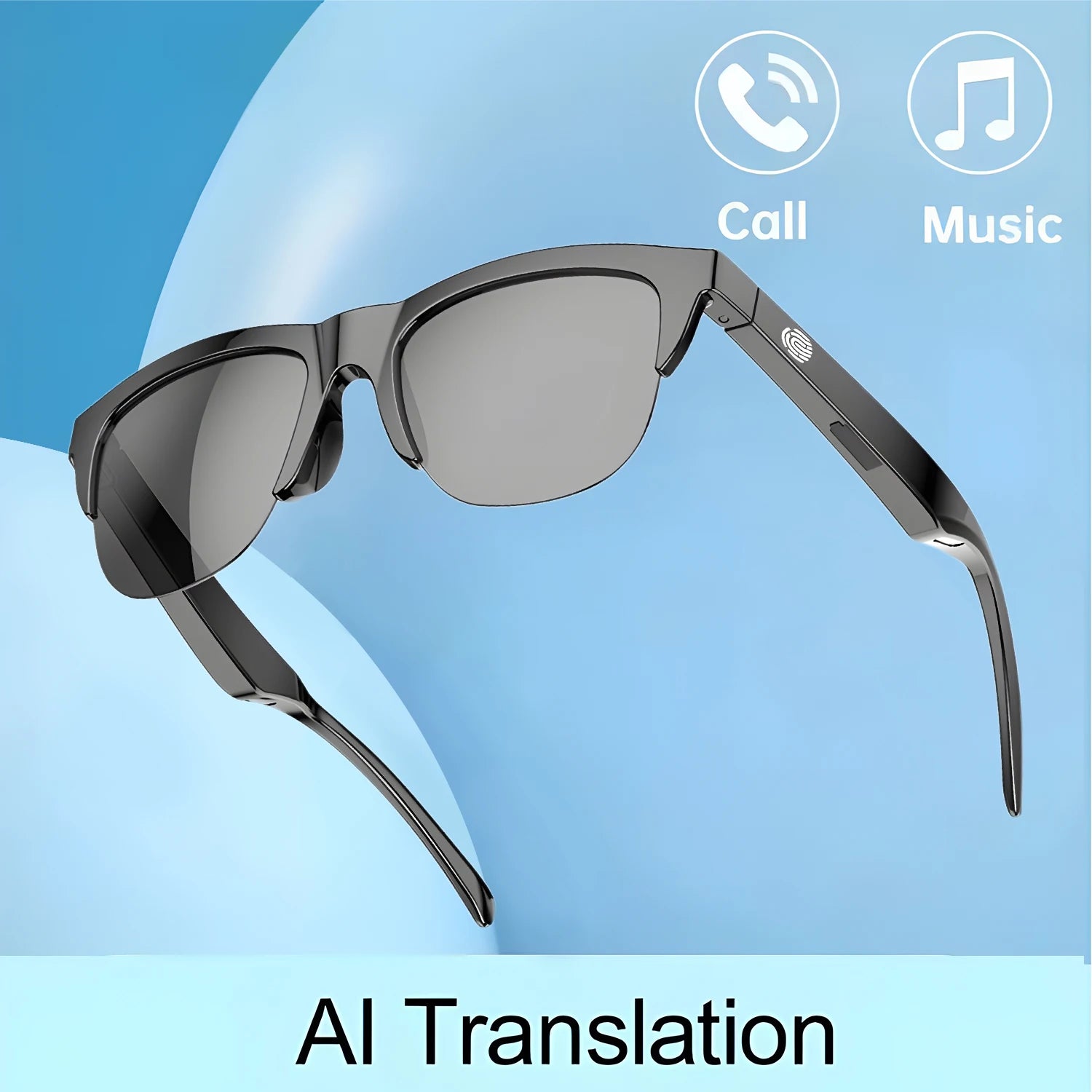 New Smart Glasses AI Translation Anti-UV Bluetooth Call HIFI Music Headphones Outdoor Sports Fashion Sunglasses For Women Men