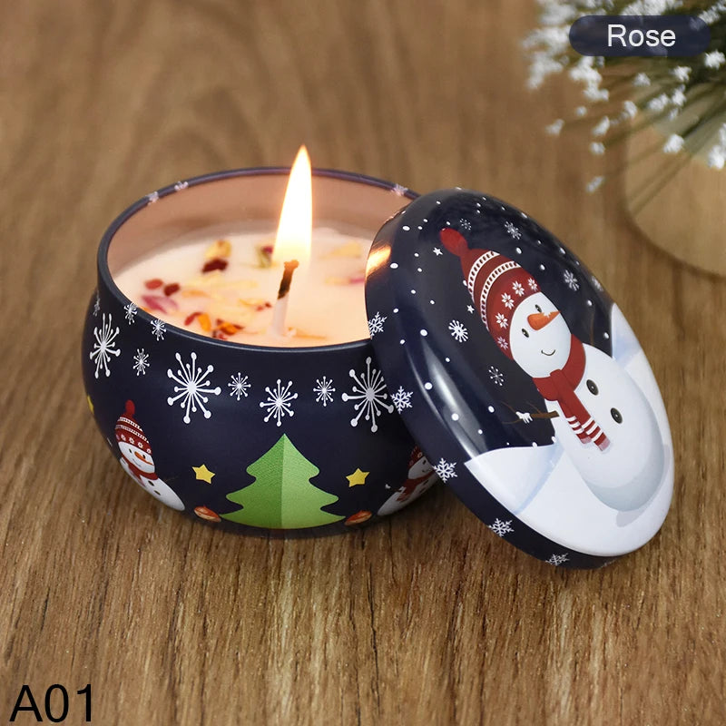 KIMLUD, Christmas Aromatherapy Candle Jar Christmas Scented Candle Tin Jar Cans Candle Merry Xmas Decor For Home New Year Navidad Gifts, KIMLUD Womens Clothes