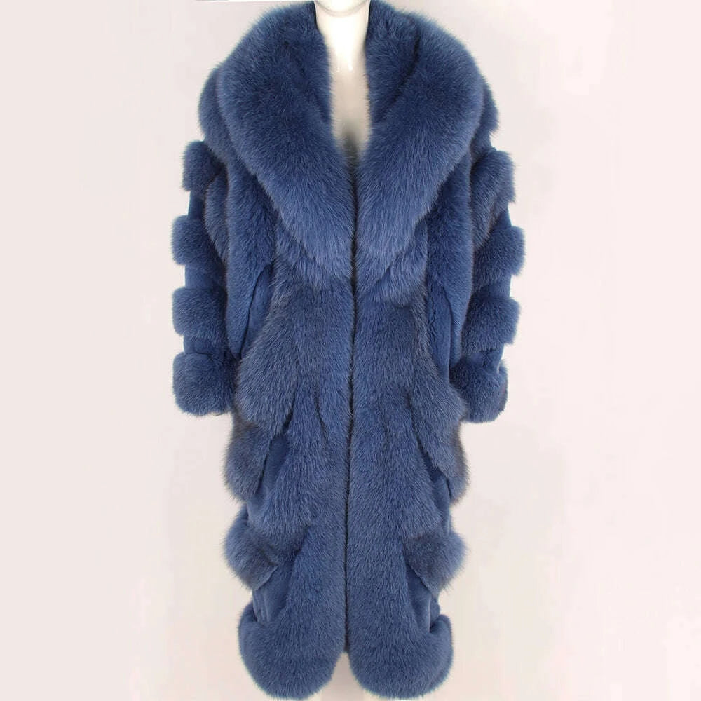 KIMLUD, YOLOAgain 2025 Winter Warm Luxury Real Fox Fur Coat Women Pink Fox Fur Jacket Long, KIMLUD Womens Clothes