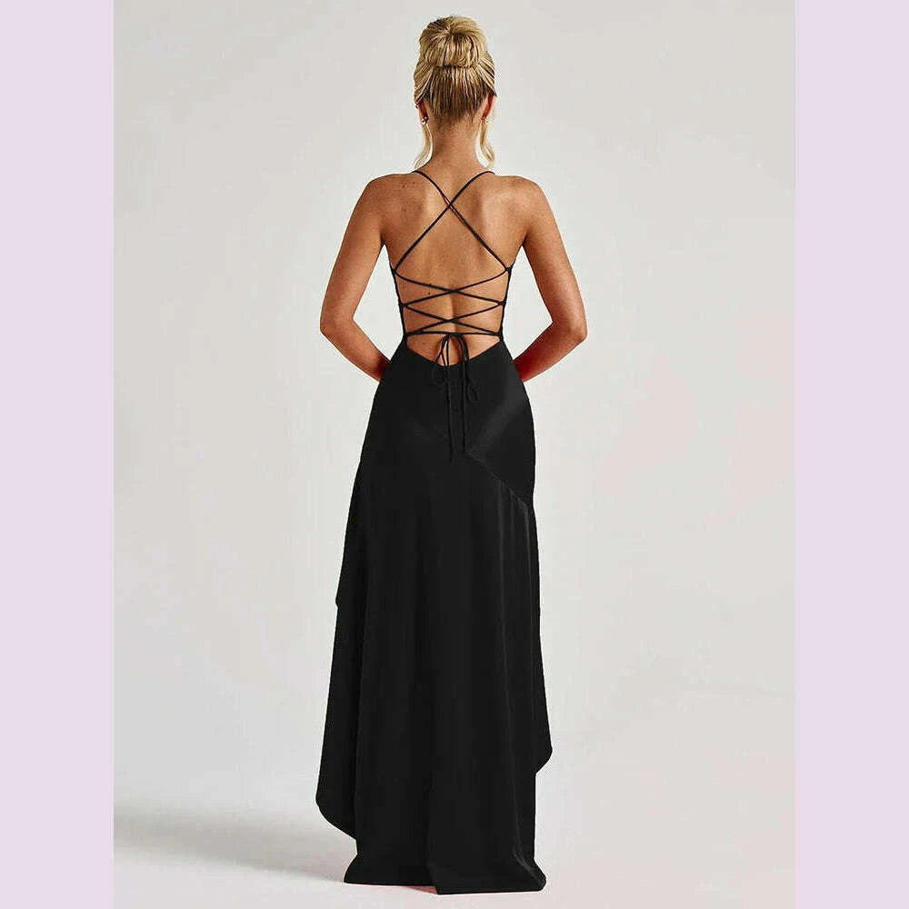 vc-elegant-black-satin-maxi-dress-with-crisscross-spaghetti-straps-and-high-slit-ruffled-hem-for-high---profile-occasionskimlud-womens-fashion-34601306