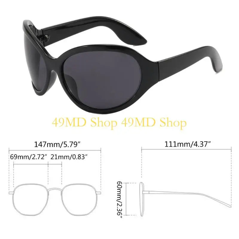 Punk Y2K Wrap Around Sunglasses With UV400 Protection And High Gloss Finish — Black | KIMLUD