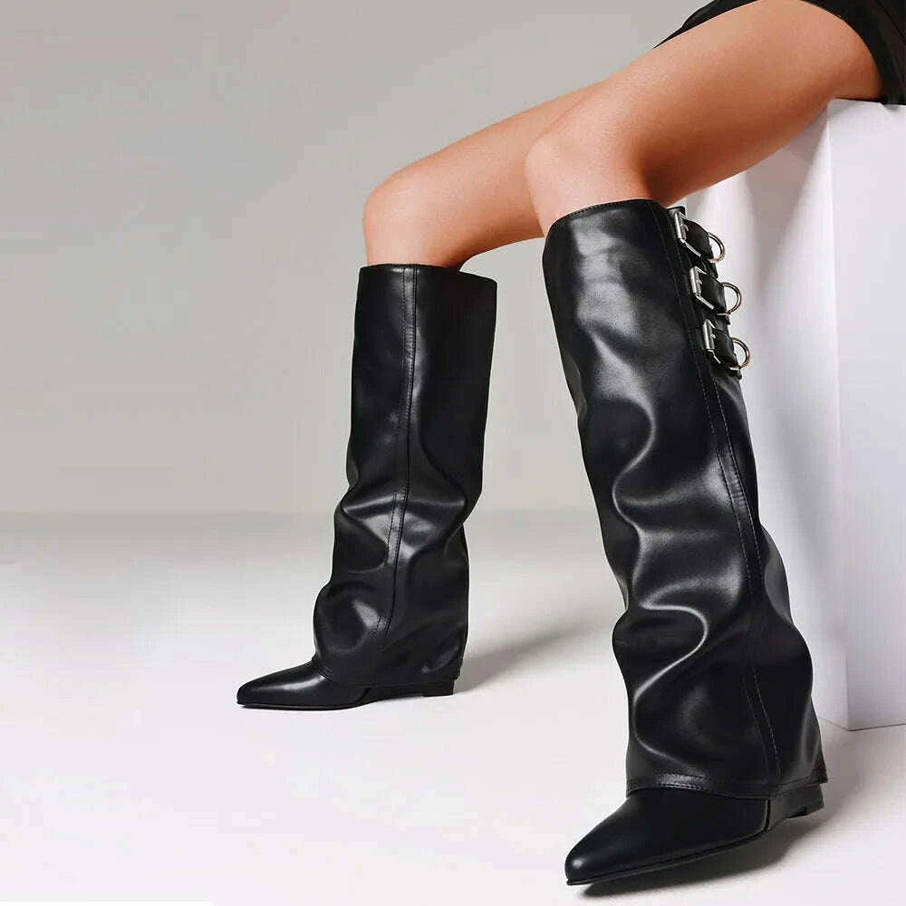 sexy-fashion-women-fold-over-boots-pointed-toe-chunky-heels-multiple-metal-buckles-knee-high-boots-nightclub-luxury-shoeskimlud-womens-fashion-34601810