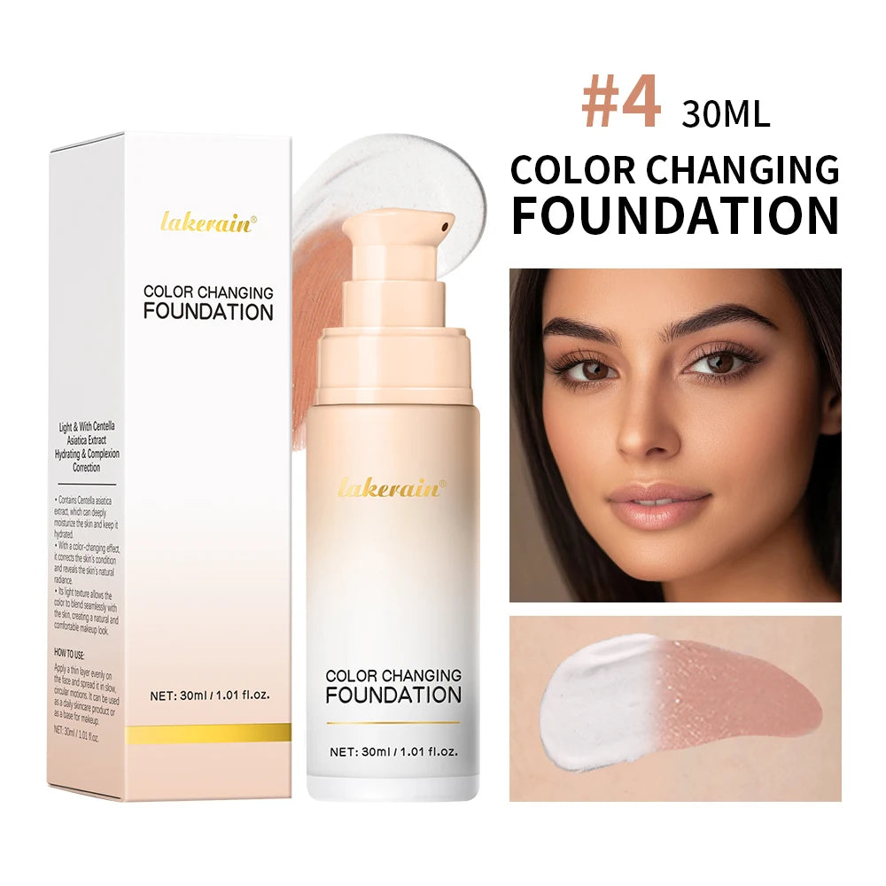 Color Changing Foundation 4 In 1 Moisturizer Longwearing Waterproof Concealer Even Skin Toning Sunscreen Spf 30 Whitening Makeup