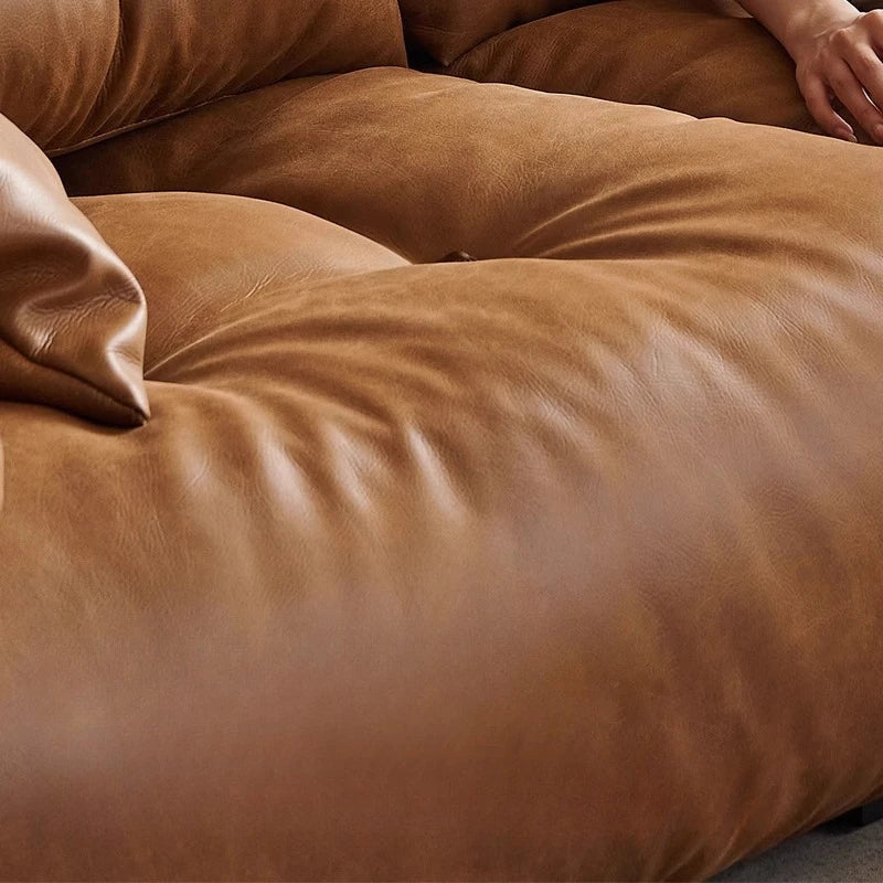 Electric Leather Loveseat Sofa Bed — Brown | KIMLUD