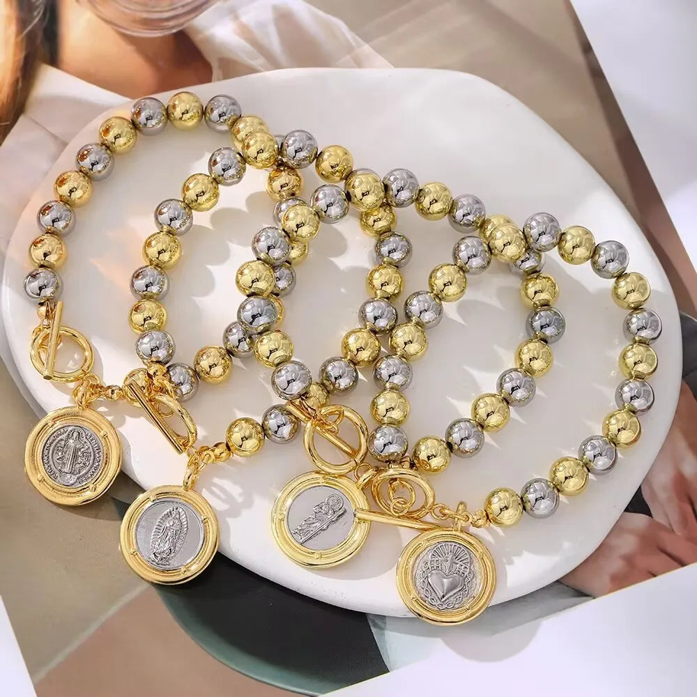 18K Gold Plated Beaded Elite Bracelet — Gold | KIMLUD