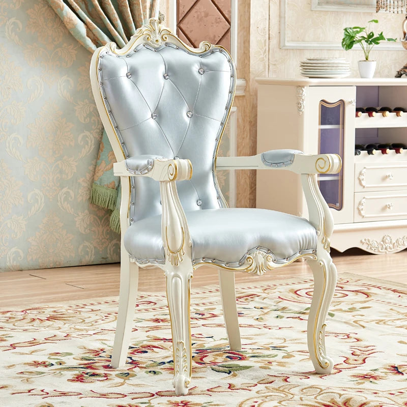 X European Solid Wood Dining Chair Princess Lazy Throne Luxury Lounge Chair Fashion Butterfly Ergonomic Muebles Entrance Furnitu