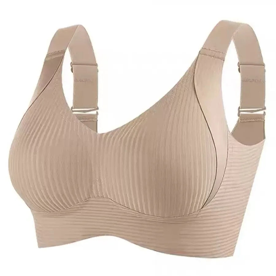 Seamless Wirefree Sports Bra With Side Bust Support And Gathered Fit — Black | KIMLUD