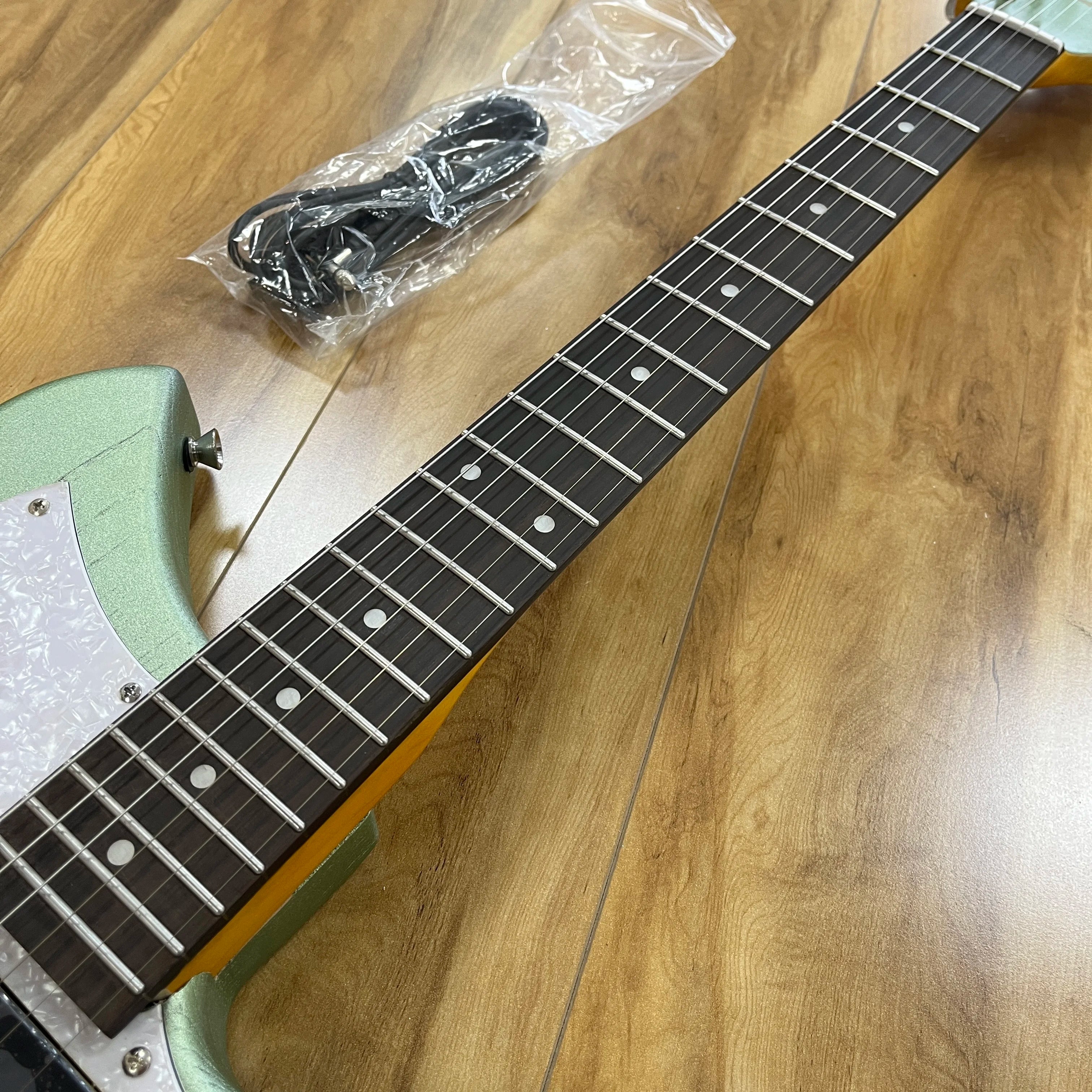 Sculpted Rosewood Electric Guitar Chrome Hardware P90 Pickup — Sage Green | KIMLUD