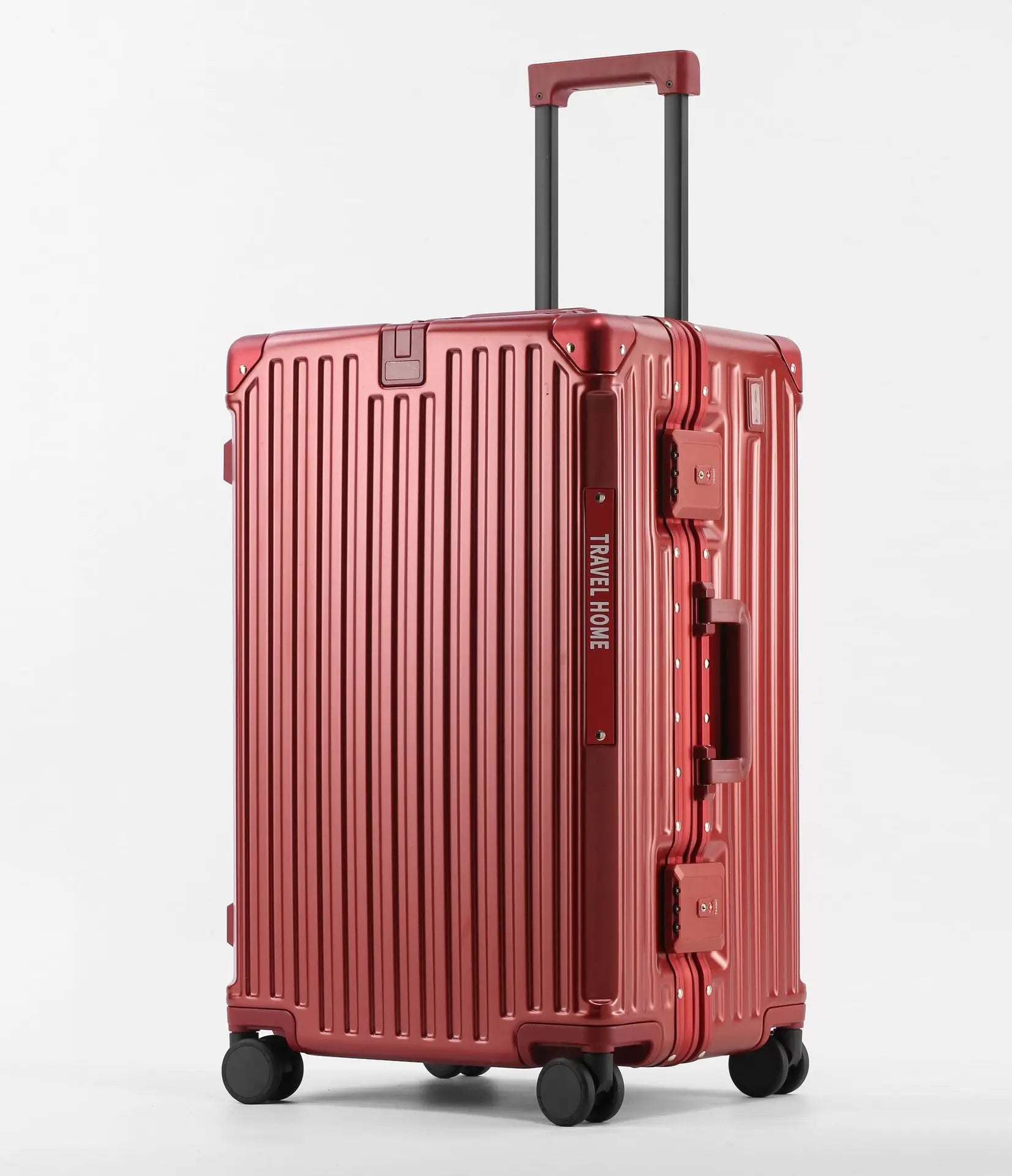 Aluminum Frame Suitcase With USB Cup Holder — Blue | KIMLUD