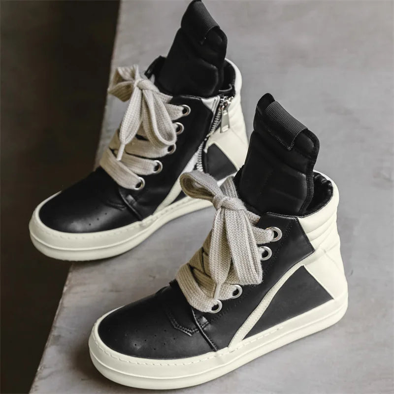 Men High Top Boots Autumn Winter Men's Shoes Street Trend Retro Motorcycle Boots Versatile Sports Casual Board Shoes