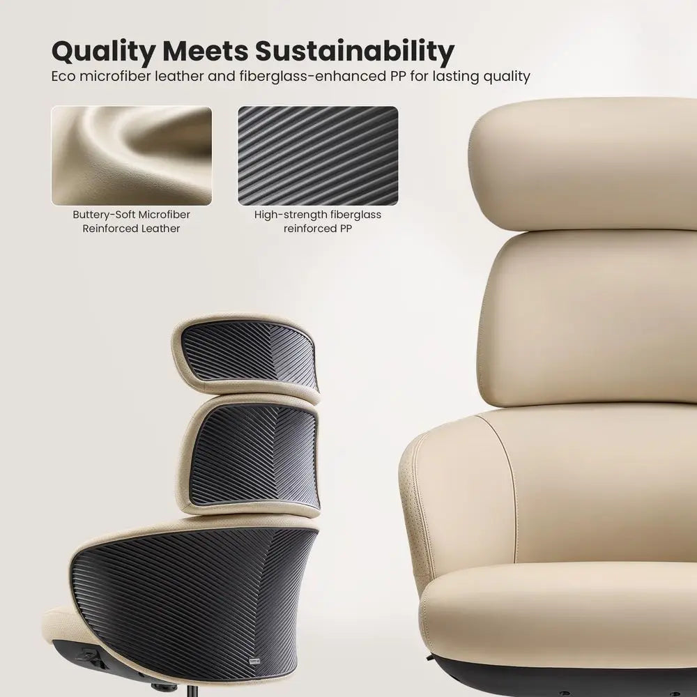 Leather Desk Chair With Wheels And Headrest — Black | KIMLUD