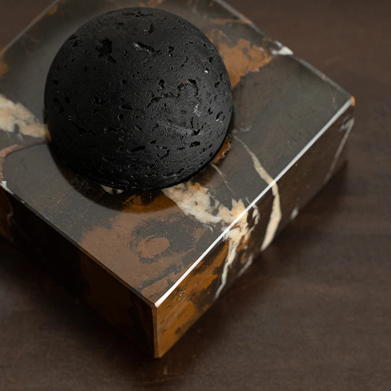 Lava Rock Diffuser With Marble Base — Black | KIMLUD