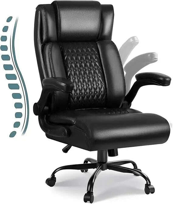KIMLUD, High Back Executive Office Chair for Adult, Big and Tall Leather Home Desk Chairs with Padded Flip-up Arms, Swivel Rolli, KIMLUD Womens Clothes