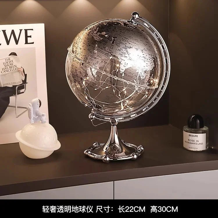 Polished Metal Globe Ornament Sculpture — Gold | KIMLUD