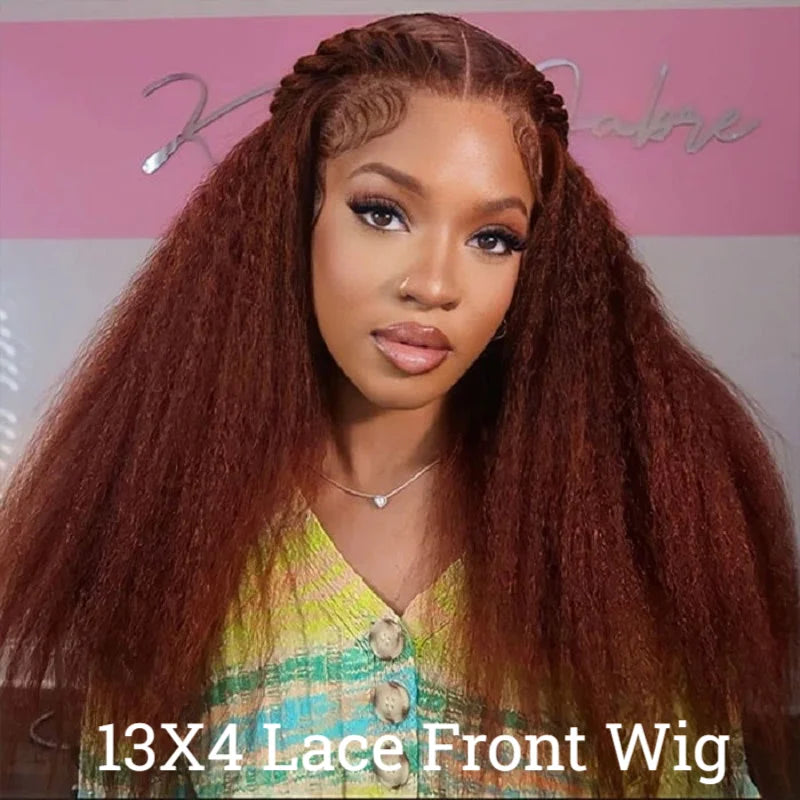 Lace Front Wig – Kinky Straight – Swiss Lace – Reddish Brown | KIMLUD