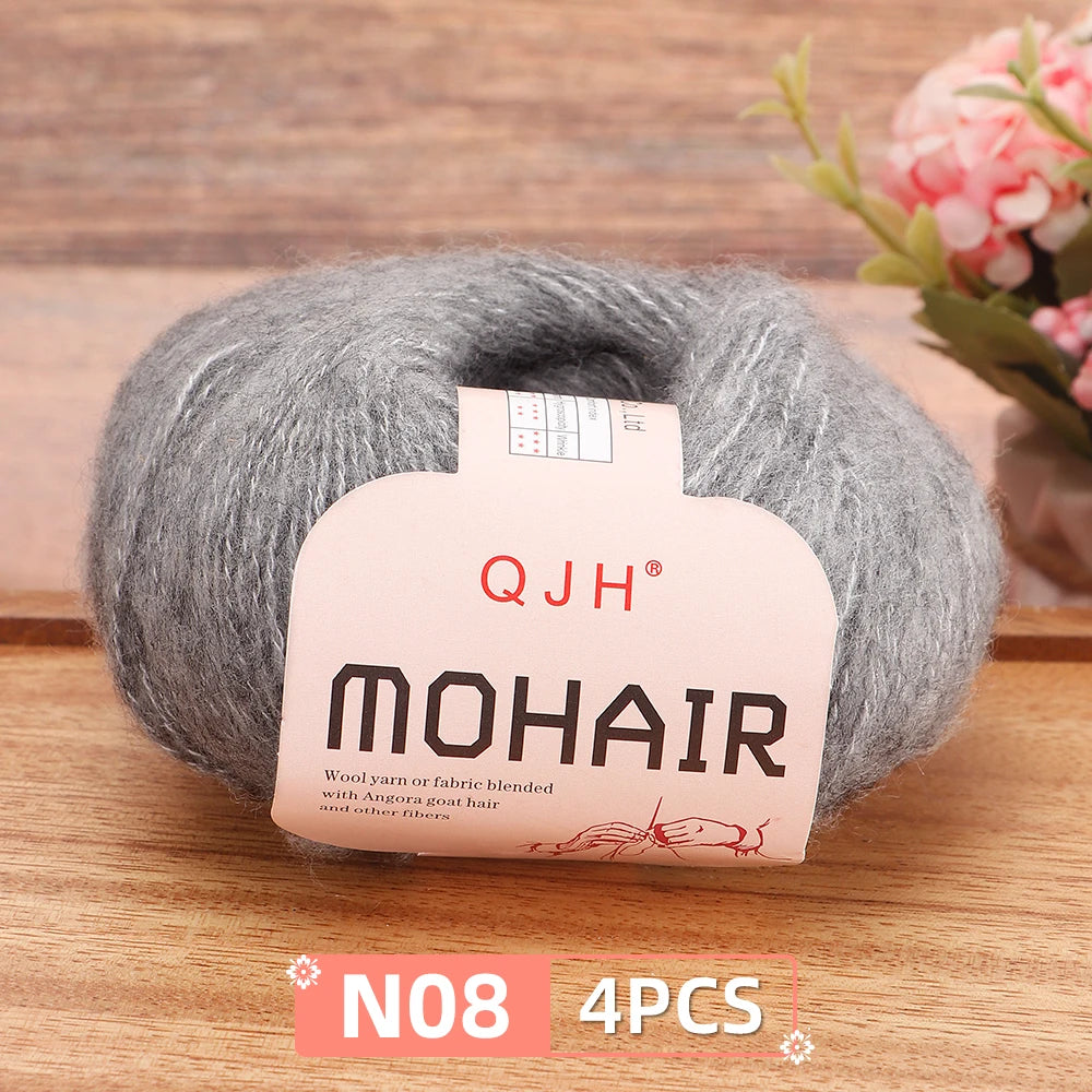 Mohair Yarn Set 4-Skein Bundle, 130m Each — Multicolor | KIMLUD
