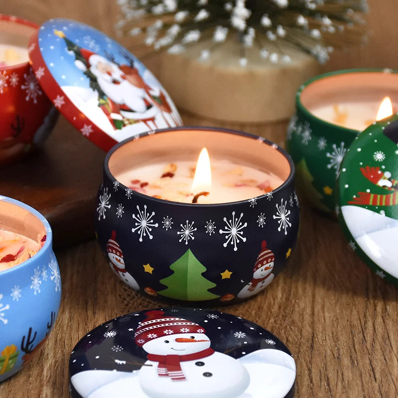 KIMLUD, Christmas Aromatherapy Candle Jar Christmas Scented Candle Tin Jar Cans Candle Merry Xmas Decor For Home New Year Navidad Gifts, KIMLUD Womens Clothes