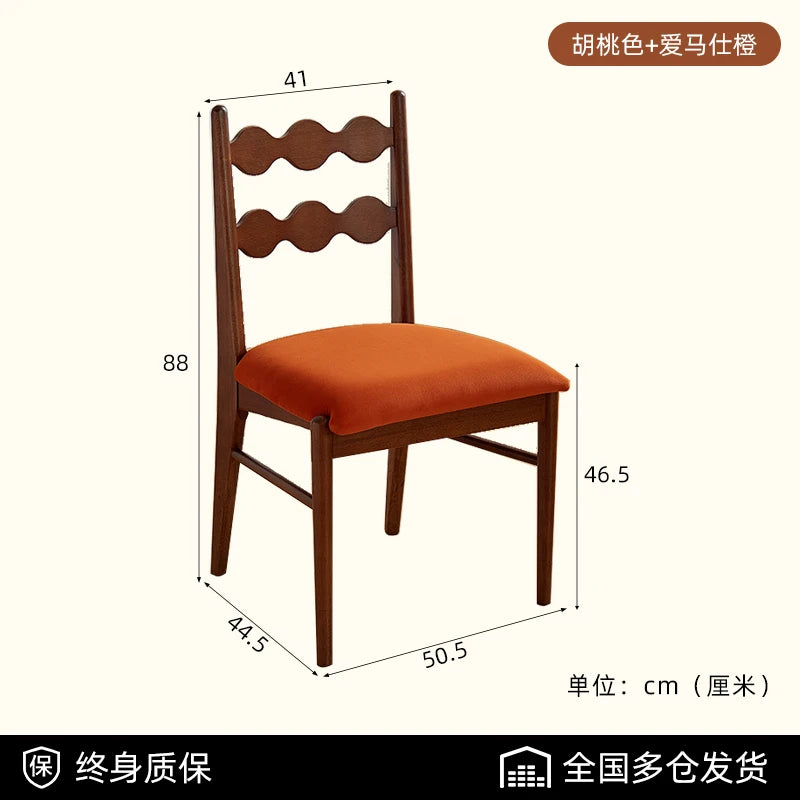 Solid Wood Dining Chair Household French Makeup Soft Bag Armrest Chair Light Luxury Balcony Backrest Silla Comedor Furniture