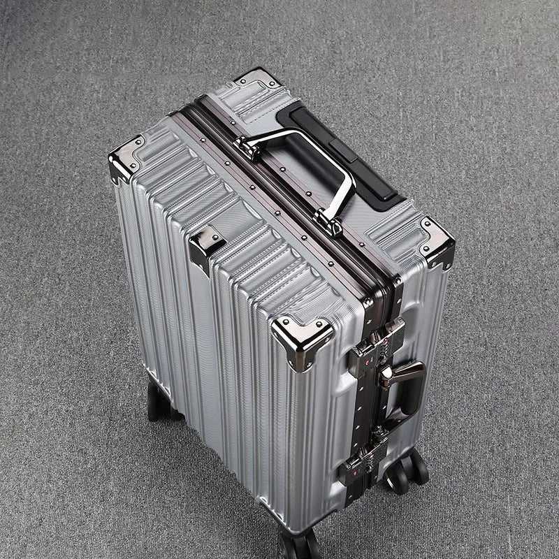 Aluminum Frame Suitcase 20 inch Boarding Cabin Rolling Luggage Trolley Case Password Suitcases on Wheels Men and Women Students