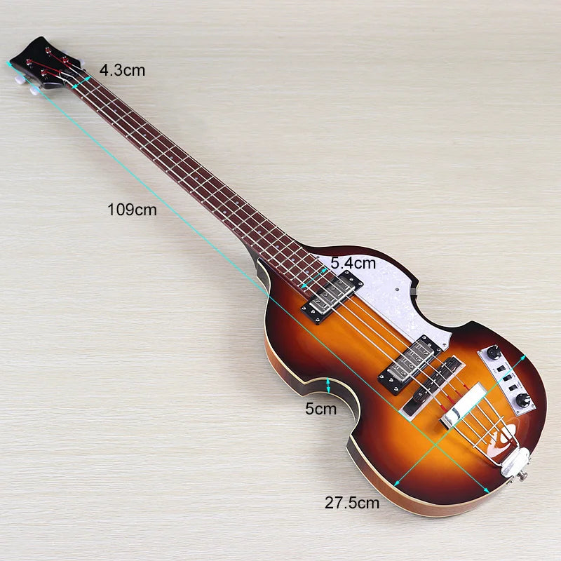 Flame Maple Violin Bass Guitar 41-Inch — Sunburst | KIMLUD
