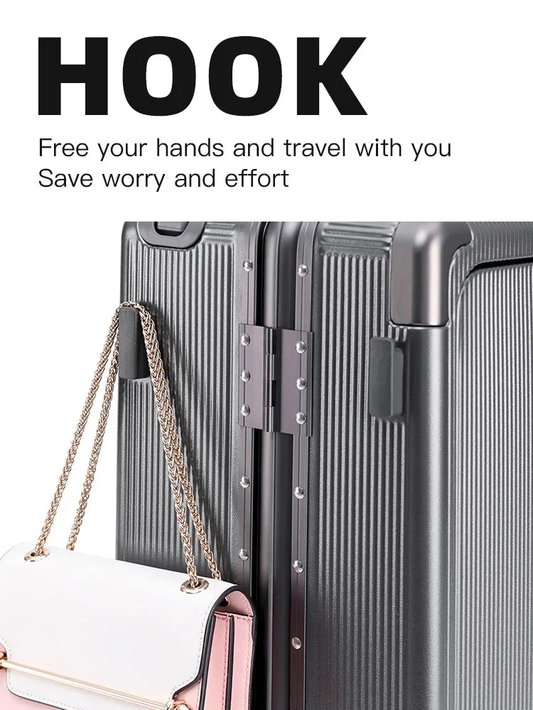 Polycarbonate Wide Luggage Front-Opening Boarding Box — Silver | KIMLUD