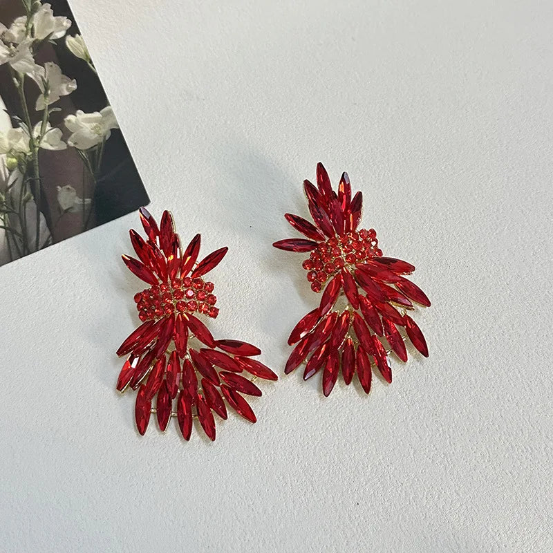 Crystal Dazzle Earrings Paved Drop — Crystal | KIMLUD