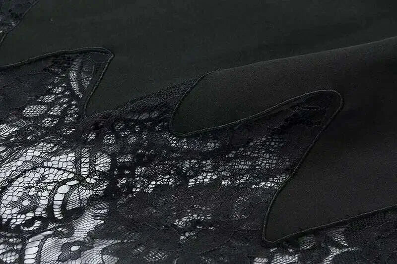 KIMLUD, DEAT Fashion Women's Suit Dress Notched Doube Breasted Irregular Hem Lace Spliced Slim Suit Jackets Summer 2024 New Tide 7AB4231, KIMLUD Womens Clothes